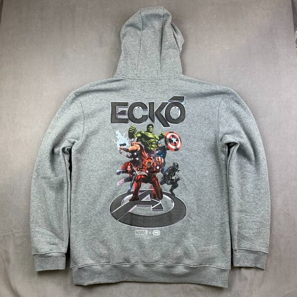 Ecko Unlimited Other - Ecko Marvel Men Sweater XL Gray Heather Hoodie Long Sleeve Avengers Fleece Lined